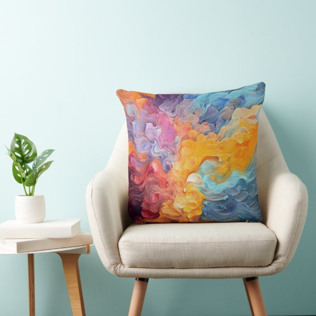 Colourful Abstract Paint Splatter Art (8) Throw Pillow (Chair)