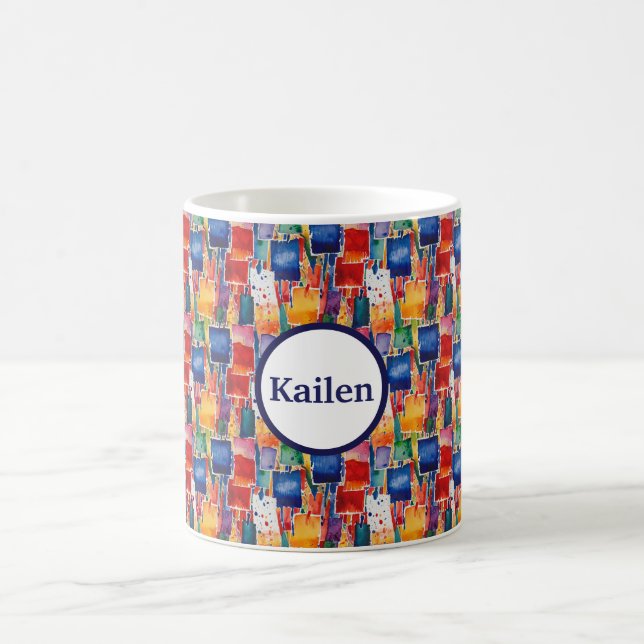 Colourful Abstract Painted Squares Coffee Mug (Center)