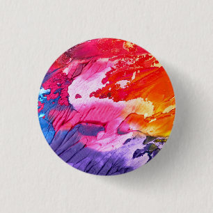 Colourful Abstract Painting 1 Inch Round Button