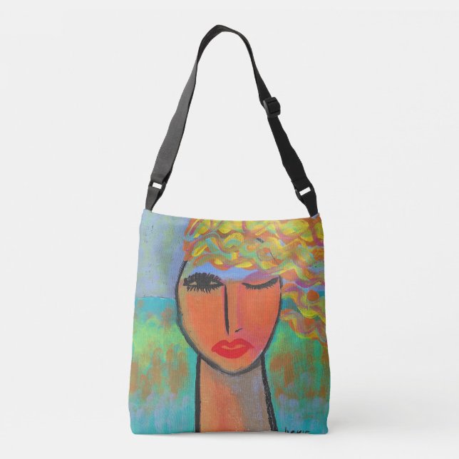 Colourful Abstract Painting Crossbody Bag (Back)
