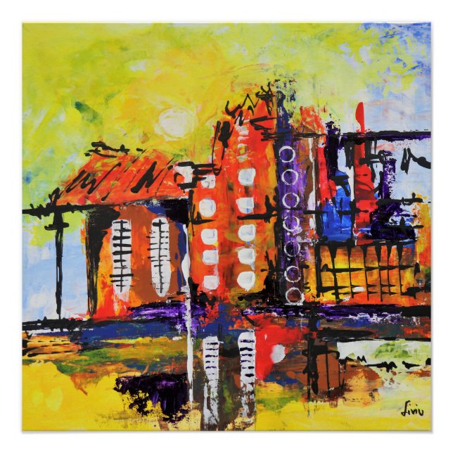 Colourful Abstract Painting Design Poster (Front)