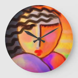 Colourful Abstract Painting Large Clock