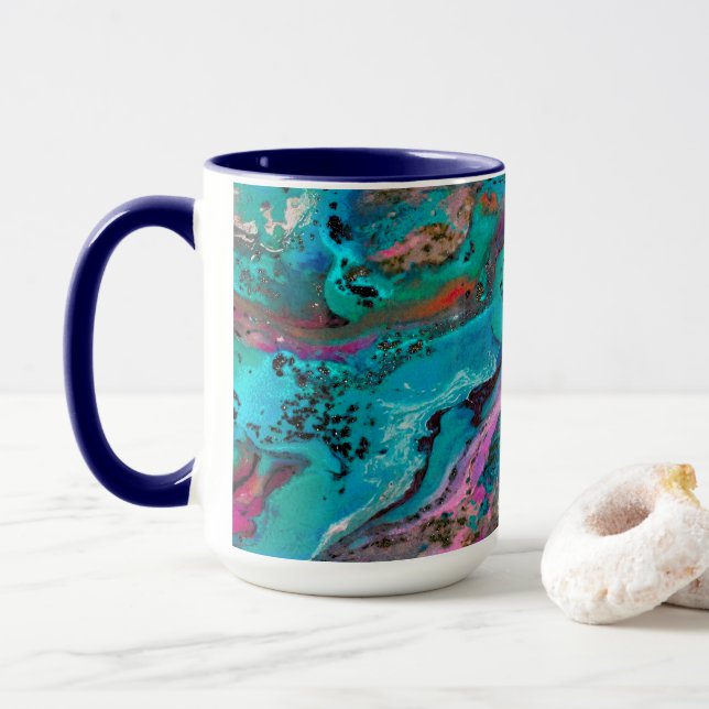 Colourful Abstract Painting Mug (With Donut)