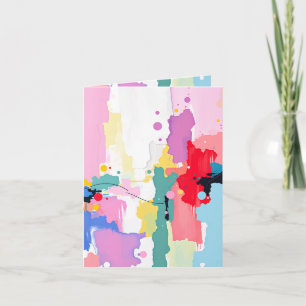 Colourful Abstract Painting Spatters/Drips, Messag Note Card