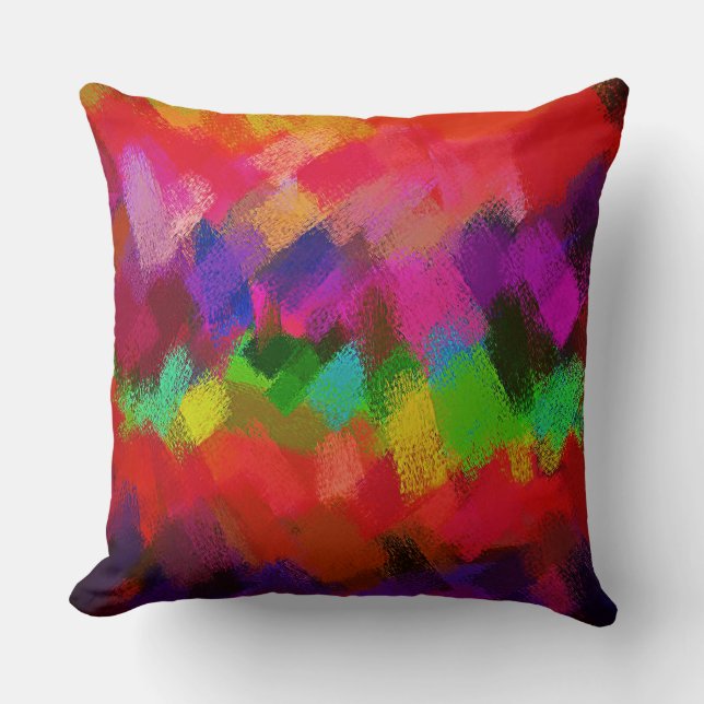 Colourful Abstract Painting Throw Pillow (Front)