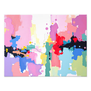 Colourful Abstract Painting with Spatters and Drip Photo Print