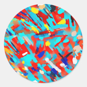 Colourful Abstract Palette Knife Classic Round Sticker
