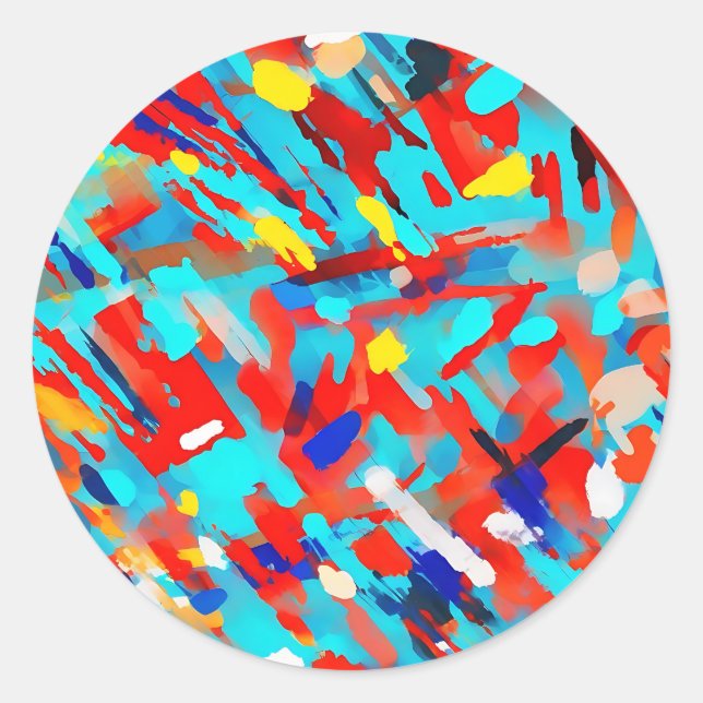 Colourful Abstract Palette Knife Classic Round Sticker (Front)