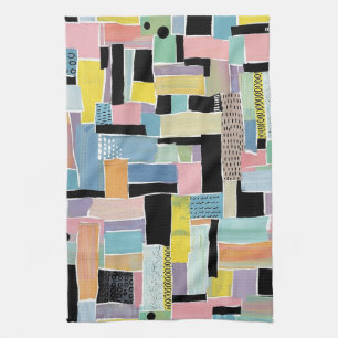 Colourful Abstract Patchwork Pattern (2) Kitchen Towel