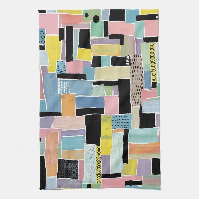 Colourful Abstract Patchwork Pattern (2) Kitchen Towel (Vertical)