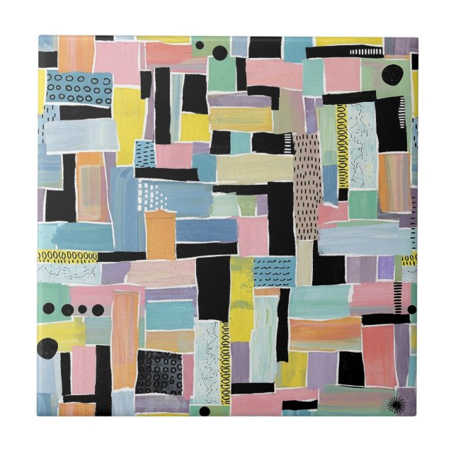 Colourful Abstract Patchwork Pattern (2) Tile (Front)
