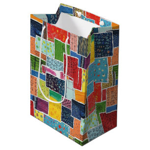 Colourful Abstract Patchwork Pattern Medium Gift Bag