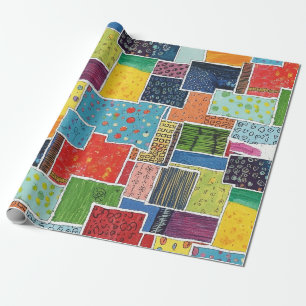 Colourful Abstract Patchwork Pattern Wrapping Paper