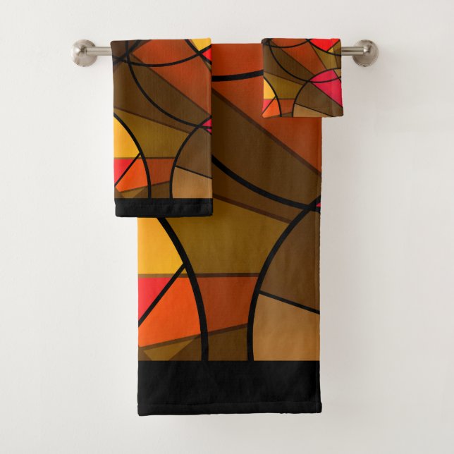 Colourful abstract pattern bath towel set (Insitu)