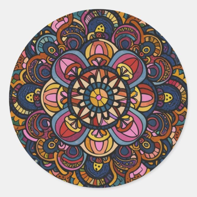 Colourful Abstract Pattern Classic Round Sticker (Front)
