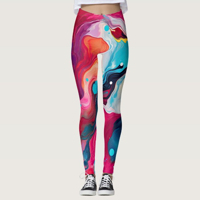 Colourful abstract pattern leggings (Front)