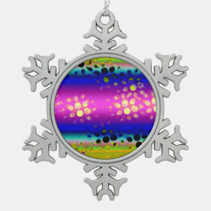 Colourful Abstract Pattern Snowflake Pewter Christmas Ornament