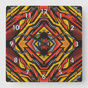 Colourful Abstract Pattern Square Wall Clock
