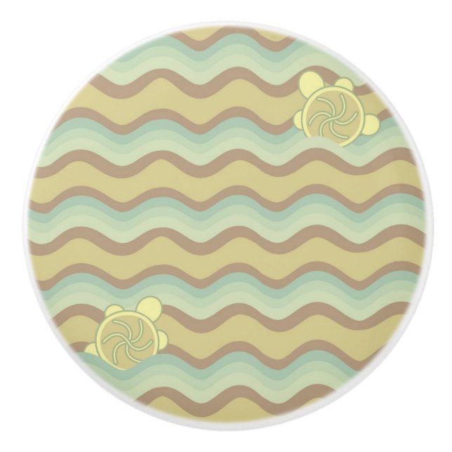 colourful abstract pattern, waves ceramic knob (Front)
