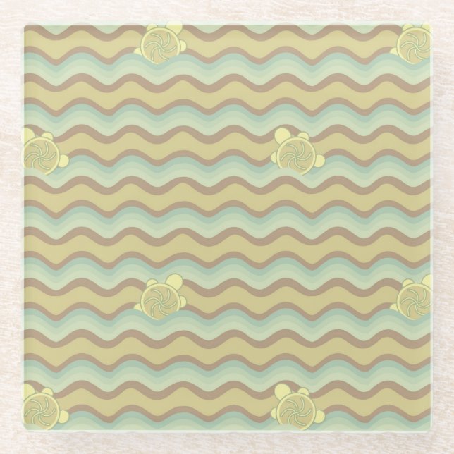 colourful abstract pattern, waves glass coaster (Front)