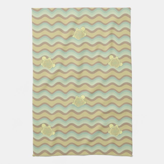 colourful abstract pattern, waves kitchen towel (Vertical)