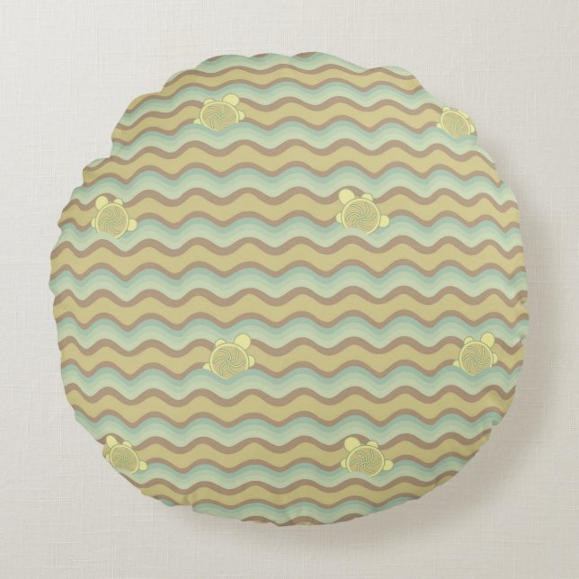 colourful abstract pattern, waves round pillow (Front)