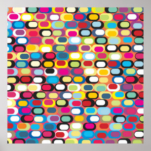 Colourful abstract pattern with rounded rectangles poster