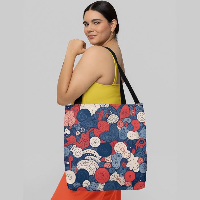 Colourful abstract pattern with swirling shapes tote bag (Creator Uploaded)