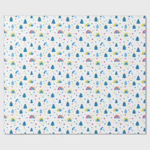 Colourful Abstract Pattern with Trees and Rainbows Wrapping Paper