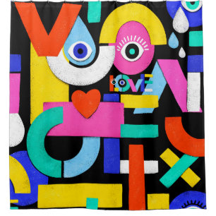 Colourful abstract pattern with word love inside,e