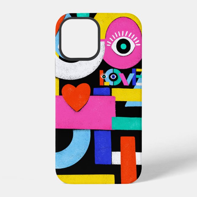 Colourful abstract pattern with word love inside,e iPhone case (Back)