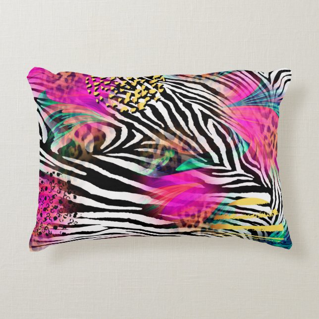 Colourful abstract pattern with zebra textureabstr accent pillow (Front)