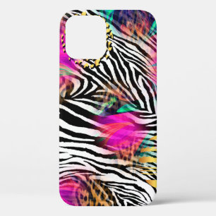 Colourful abstract pattern with zebra textureabstr iPhone 12 case