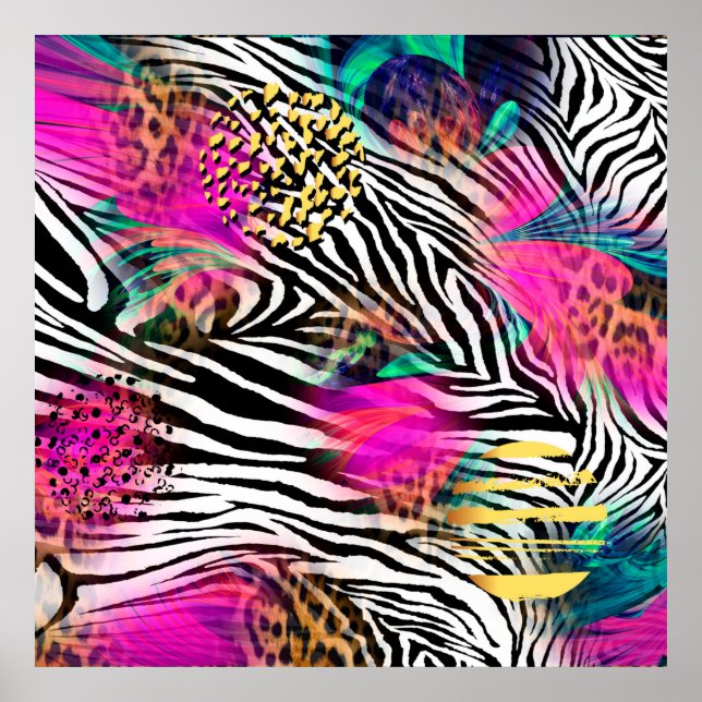 Colourful abstract pattern with zebra textureabstr poster (Front)