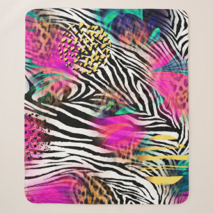 Colourful abstract pattern with zebra textureabstr sherpa blanket