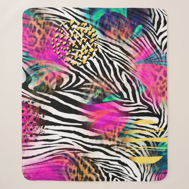 Colourful abstract pattern with zebra textureabstr sherpa blanket (Front)