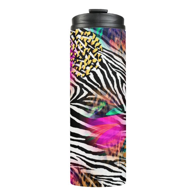 Colourful abstract pattern with zebra textureabstr thermal tumbler (Front)