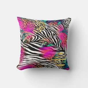 Colourful abstract pattern with zebra textureabstr throw pillow