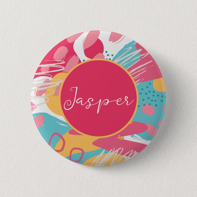 Colourful Abstract Personalized 2 Inch Round Button (Front)