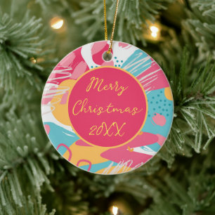 Colourful Abstract Personalized Ceramic Ornament