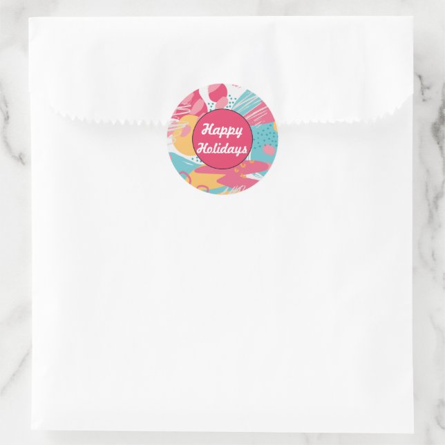 Colourful Abstract Personalized Classic Round Sticker (Bag)