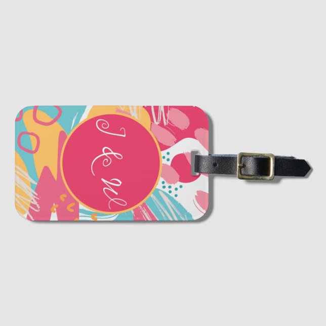 Colourful Abstract Personalized Luggage Tag (Front Horizontal)