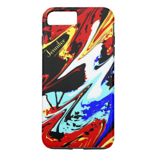 Colourful Abstract, Personalized Name, Red Blue Case-Mate iPhone Case