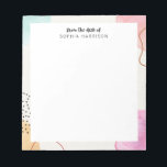 Colourful Abstract Personalized Notepad<br><div class="desc">Modern abstract watercolor design in pastel tones of pink,  purple,  blue and yellow.</div>