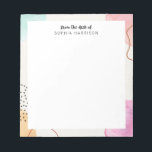 Colourful Abstract Personalized Notepad<br><div class="desc">Modern abstract watercolor design in pastel tones of pink, purple, blue and yellow.</div>