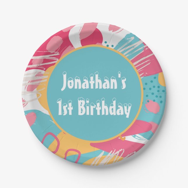 Colourful Abstract Personalized Paper Plate (Front)