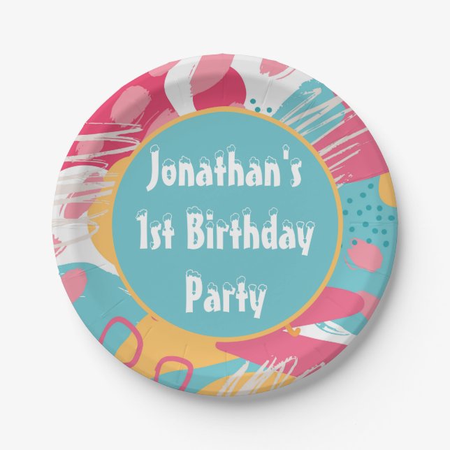 Colourful Abstract Personalized Paper Plate (Front)