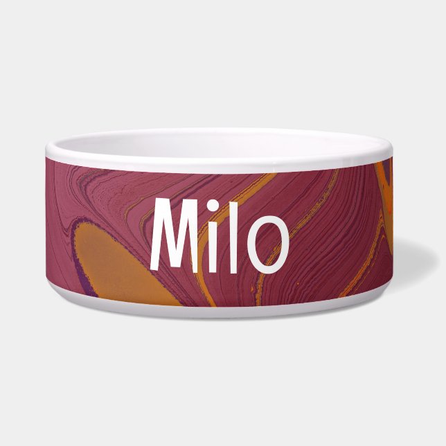 Colourful Abstract Pet Bowl with MILO Text (Front)