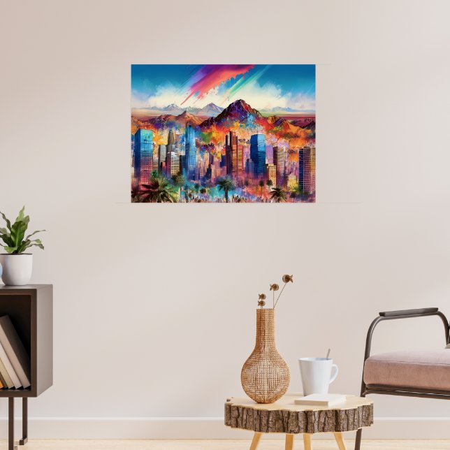 Colourful Abstract Phoenix Arizona Skyline Poster  (Living Room 3)