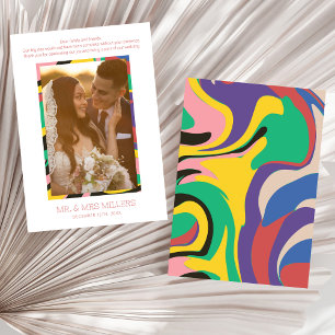 Colourful Abstract Photo Modern Thank You Card